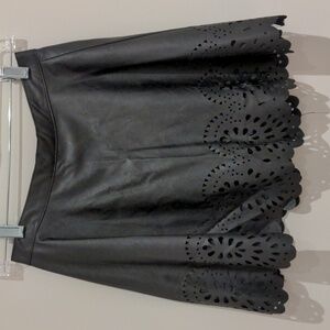 Millau Black Faux Leather Cutout Skirt Size Small